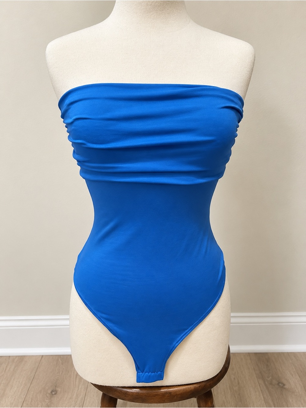 Strapless Bandeau Bodysuit in Cobalt Blue